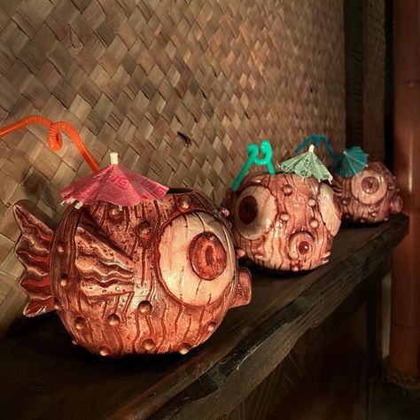 Tiki tOny's Coco Puff Tiki Mug - Limited Edition of 300 - Ready to Shi – Tikiland Trading Co. Tiki House Decor, Dark Tiki Aesthetic, Tiki Horror, Tiki Monster, Tiki Halloween, Tiki Patio, Tiki Theme, Spooky Island, Tiki Design