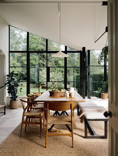 Anna Haines brings harmony to a former vicarage outside Bath Crittal Windows, Victorian Floor Tiles, Victorian Floor, Ceramic Pendant Light, Flagstone Flooring, Iconic Chairs, Large Dining Room, English House, Spare Room