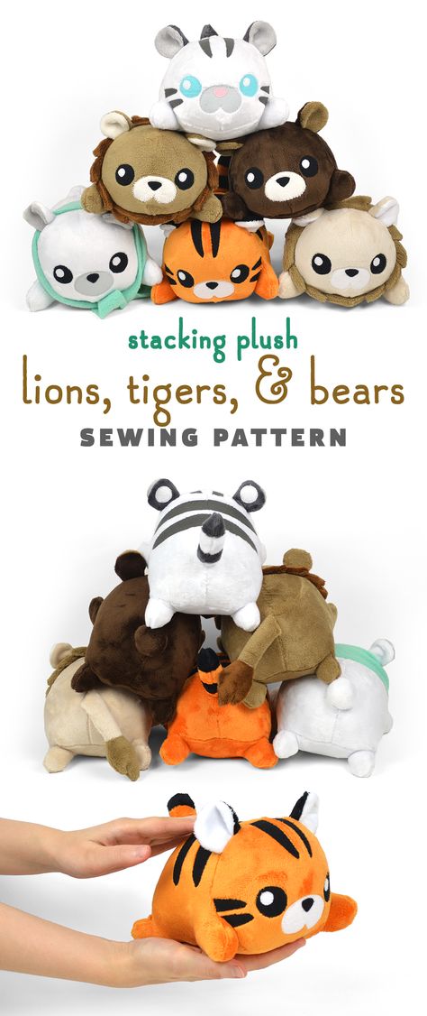 Tiger Tutorial, Choly Knight, Diy Tricot, Animal Sewing Patterns, Pola Amigurumi, Plushie Patterns, Sewing Stuffed Animals, Lion Tiger, Plush Pattern