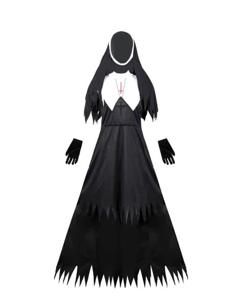 🔥 44% OFF! Vampire Demon Nun Costume for Halloween! 🎃 Stand out with this haunting look—complete with a cross-print dress, hat, and gloves. 🖤 Limited-time offer, so grab yours now and slay the night! 👻✨ #HalloweenCostumeSale #SpookyDeals #NunCosplay #VampireCostume #DarkFashion #Halloween2024 Nun Cosplay, Carnival Parties, Nun Costume, Cosplay Costume, Carnival, Gloves, Halloween, Black, Patchwork