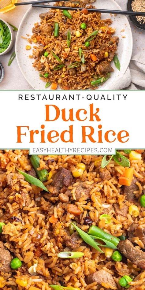 Duck Fried Rice Recipe, Duck And Rice Recipes, Duck Stir Fry Recipes, Healthy Duck Recipes, Duck Fried Rice, Duck Recipes Easy, Duck Stir Fry, Crispy Duck Recipes, Skillet Suppers