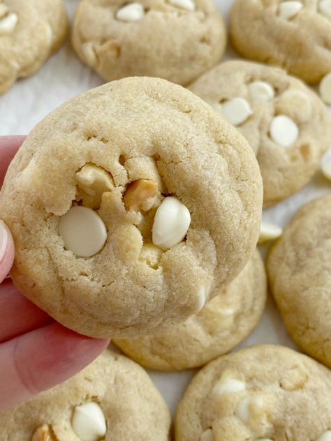 White Chocolate Macadamia Nut Cookies White Macadamia Nut Cookies, Cookies With White Chocolate Chips, Macadamia Nut Cookies Recipe, Chocolate Macadamia Nut Cookies, Cookies With White Chocolate, White Chocolate Macadamia Nut Cookies, White Chocolate Macadamia Nut, Macadamia Cookies, Soft Baked Cookies