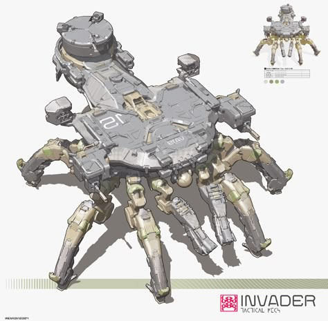 ArtStation - "Invader" mech pack Robot Design Sketch, Space Ship Concept Art, Power Armour, Cool Robots, Giant Robots, Robot Design, Robot Art, Robots Concept, Robot Concept Art