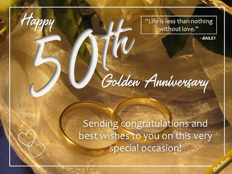 Send your congratulations and best wishes for a happy 50th anniversary. #golden #anniversary #freeEcard www.beestarrcards.wixsite.com/ecards Happy 50 Anniversary Wishes, 50 Th Anniversary Quotes, Happy Golden Anniversary Wishes, 50 Th Wedding Anniversary Wishes, 50 Th Anniversary Wishes, Golden Anniversary Quotes, 50th Anniversary Wishes For Couple, Happy 50th Wedding Anniversary Wishes, 50 Anniversary Wishes