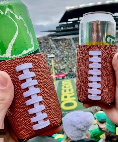 Get in the game with this football can holder! Perfect for football theme parties, a fan or not. Customize with any team logo. Fantasy Football Draft Party, Nfl Party, Football Party Favors, Football Theme Party, Beer Party, Drinking Buddies, Gifts For Football Fans, Nfl Fans, Football Party