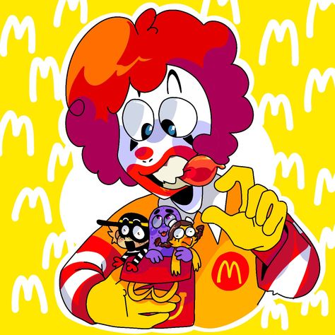 Ronald Mc Donald Fanart, Ronald Mcdonald Pfp, Ronald Mcdonald Art, Fast Food Fanart, Ronald Mcdonald Fanart, Food Mcdonald's, Food Fanart, Character Redesign, Clown Oc