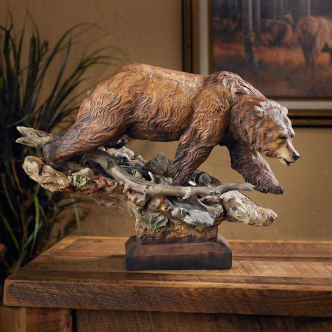 Nature Sculpture, North American Wildlife, Americana Art, Bear Sculptures, Bear Carving, Animal Statues, Stone Cold, Wood Carving Art, Grizzly Bear