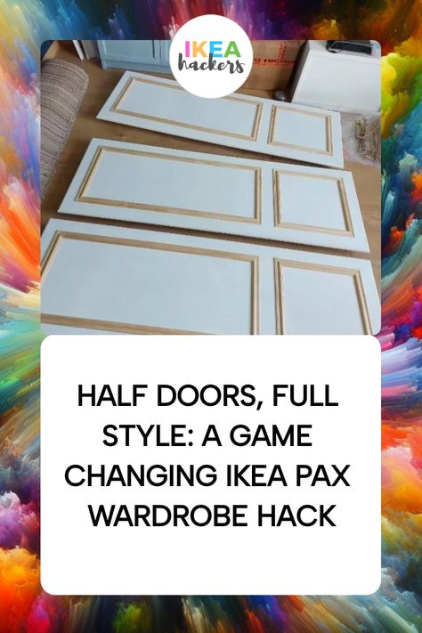 Imagine how much more convenient it would be to have shorter doors that give you straightforward access to your drawers. That’s exactly what Jamie achieved with her innovative PAX wardrobe hack, featuring custom-made half-length doors. Ikea Pax Wardrobe Doors Hack, Wallpaper Pax Wardrobe, Pax 75 Cm Ikea Door Hack, Diy Pax Doors, Pax Door Hack, Pax Wardrobe Ideas, Ikea Pax Wardrobe Hack, Pax Wardrobe Hack, Ikea Hacks For Cats