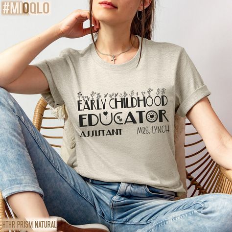 Personalize Early Childhood Educator Assistant Shirt, Custom Early Intervention Gift Mothers Day Gift Family Service Child ECEA Graduation by Mioqlo Hardworking Women, Early Childhood Educator, Family Service, Early Intervention, Office Parties, Casual Office, Stylish Shirt, Early Childhood Education, Office Casual