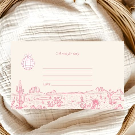 Disco Cowgirl Baby Shower Note for Baby Enclosure Card