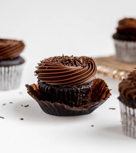 Dairy Free Chocolate Cupcakes Dairy Free Chocolate Cupcakes, Dairy Free Chocolate Ganache, Dairy Free Ganache, Girls Tea Party Birthday, Dairy Free Cupcakes, Dairy Free Chocolate Cake, Chocolate Peanut Butter Cupcakes, Dark Chocolate Cupcakes, Chocolate Ganache Frosting