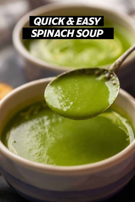 Pureed Spinach Recipes, Keto Spinach Soup, Spinach Soup Recipe Healthy, Palak Soup Recipe, Spinach Soup Recipe Creamy, Purée Soups, Df Soup, Sick Soup Recipes, Green Soup Recipes