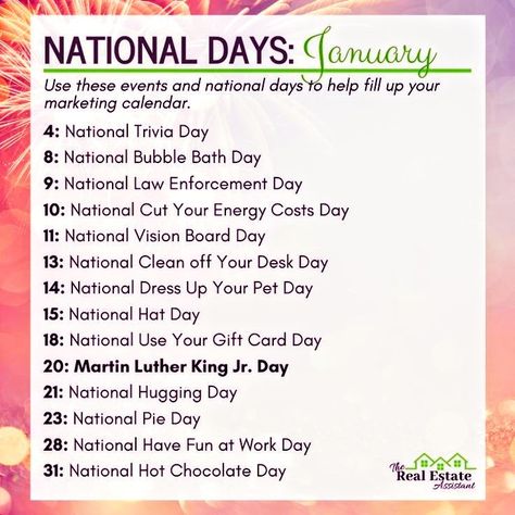 List Of National Days, National Celebration Days, Monthly Holidays, National Holiday Calendar, National Hugging Day, New Month Wishes, Silly Holidays, January Quotes, Nursing Home Activities