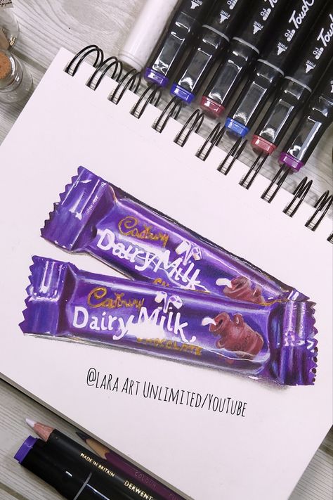 Realistic cadbury dairymilk chocolate drawing with touch cool markers and color pencils Touchcool Markers, Drawings With Color Pencils, Touch Markers Art, Touch Cool Markers, Touch Markers Drawing, Cool Markers, Drawings With Color, Hyper Realistic Drawing, Chocolate Drawing