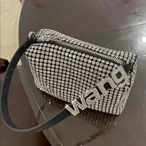 Alexander Wang Heiress Rhinestone Pouch Bag Alexander Wang Sparkle Bag, Alexander Wang Purse, Alexander Wang Bag Crystal, Alexander Wang Rhinestone Bag, Alexander Wang Heiress Bag, Alexander Wang Bag Outfit, Alexander Wang Aesthetic, Rhinestone Bag Outfit, Alexander Wang Outfit