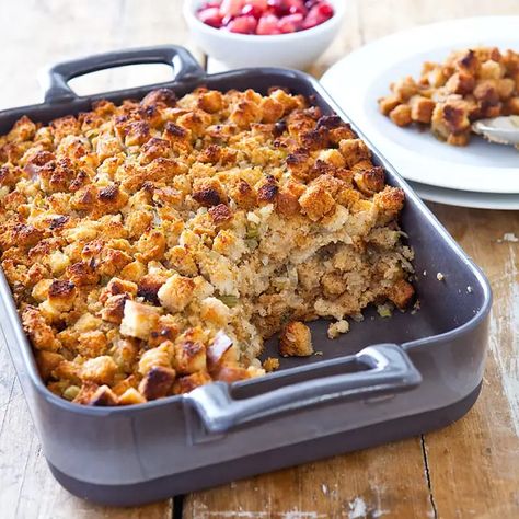 Back-to-Basics Bread Stuffing | Cook's Country Yam Dishes, Classic Stuffing Recipe, Easy Stuffing Recipe, Bread Stuffing, Cornbread Stuffing, Stuffing Recipes For Thanksgiving, Turkey Time, Thanksgiving Stuffing, America's Test Kitchen Recipes