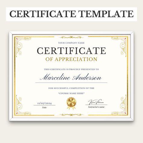 Celebrate achievements with our professionally designed Certificate of Completion Template. Perfect for recognizing the successful completion of courses, training programs, workshops, and seminars, this custom and printable certificate is ideal for educators, businesses, and organizations. Order your Certificate of Completion Template today and provide a tangible recognition of hard work and dedication. Perfect for educators, businesses, and hobbyists alike! Certificate Of Completion Template, Graduation Diploma, Online High School, Training Certificate, School Diploma, College Diploma, High School Diploma, Certificate Of Appreciation, Printable Certificates