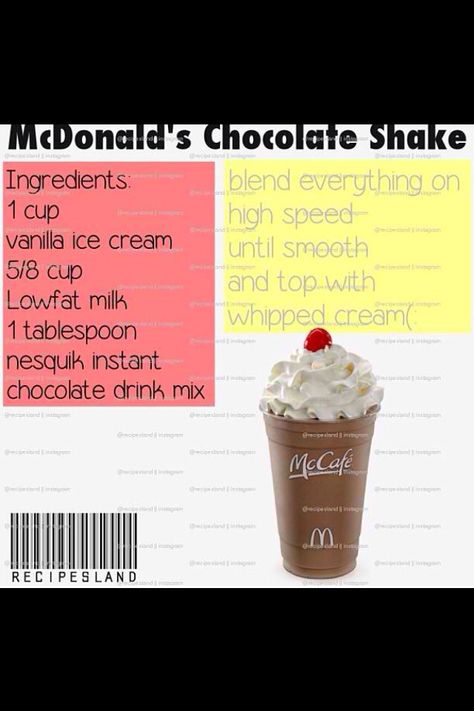 McDonald's chocolate shake Mcdonalds Chocolate Milkshake, Mcdonalds Mocha Frappe Recipe, Mcdonalds Mocha Frappe, Mcdonalds Shakes, Chocolate Shake Recipe, Mocha Frappe Recipe, Milkshake Recipe Chocolate, Frappe Recipe, Mocha Frappe