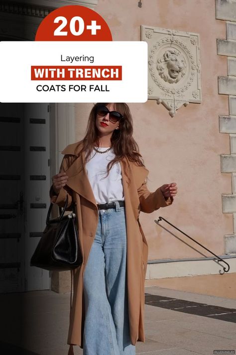 Trench Coat Outfit Ideas for Every Season Belted Trench Coat Outfit, Trendy Trench Coat Outfit, Tan Trench Coat Outfit, Trendy Trench Coat, Trench Coat Outfit Ideas, Coat Outfit Ideas, Layering Ideas, Outfit Tips, Tan Trench Coat