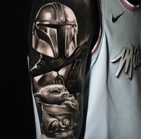 Martins Tattoos 2 Best Realism Tattoo, Mandalorian Tattoo, Star Wars Tattoo Sleeve, Steve Butcher Tattoo, Horror Movie Tattoos, Famous Tattoo Artists, Realistic Tattoo Sleeve, Saved Tattoo, Movie Tattoo