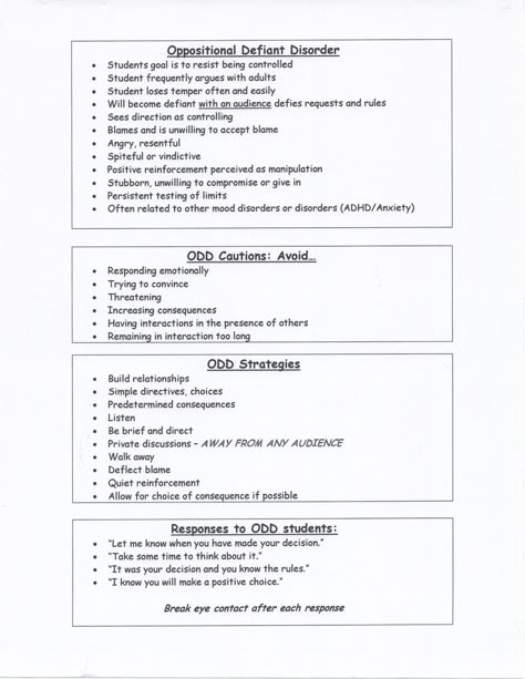 tips for ODD Odd Disorder Parenting Tips, Odd Disorder Management, Strategies For Odd Students, Proactive Behavior Strategies, Odd Disorder Parenting, Oppositional Defiant Disorder In Adults, Oppositional Defiant Disorder Worksheets, Defiant Behavior Interventions, Odd Disorder