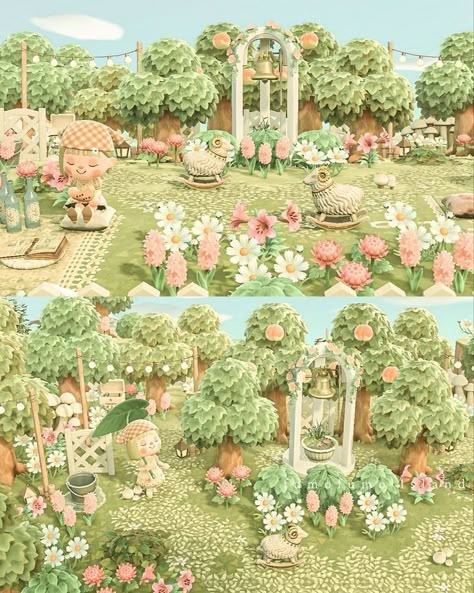 Acnh Pink Springcore, Acnh Pink Cottagecore, Meadowcore Acnh, Acnh Garden, Acnh Spring, Cottage Core Animal Crossing, Fairy Island, Cottagecore Animal Crossing, Cottagecore Pink