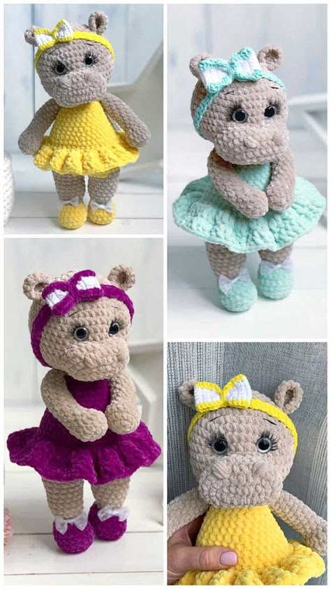 Crochet Lovey Free Pattern, Crochet Baby Projects, Baby Afghan Crochet Patterns, Crochet Hippo, Crochet Toys Free Patterns, Crochet Doll Tutorial, Crochet Toys Free, Easy Crochet Animals, Crochet Stitches Guide