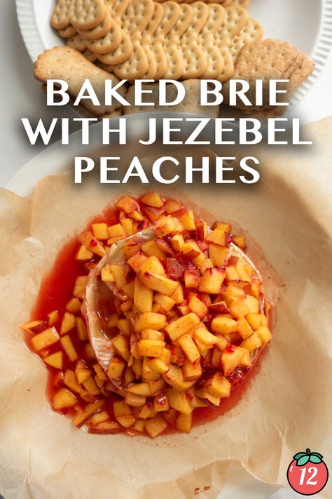 Baked Brie with Jezebel Peaches | 12 Tomatoes Milk Diet, Hot Pepper Jelly, 12 Tomatoes Recipes, 12 Tomatoes, Baked Brie, Great Appetizers, Seasonal Food, Stuffed Hot Peppers, Brie