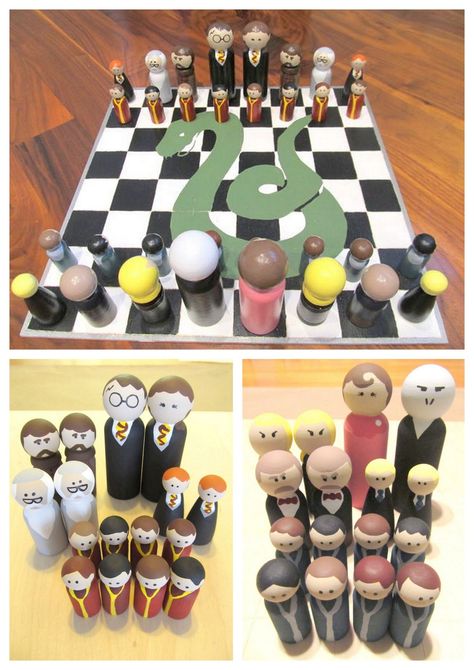 Chess Craft, Harry Potter Chess Set, Harry Potter Chess, Diy Chess Set, Harry Potter Monopoly, Harry Potter Miniatures, Harry Potter Quidditch, Diy Tumblr, Festa Harry Potter