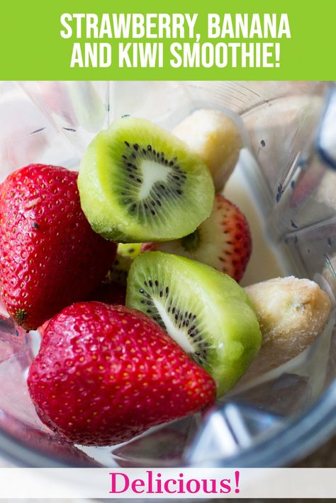 Kiwi Smoothie Recipes, Kiwi Banana Smoothie, Strawberry Kiwi Smoothie, Banana Smoothie Healthy, Apricot Smoothie, Resep Smoothie, Banana Smoothie Bowl, Fruit Smoothie Recipes Healthy, Kiwi Smoothie