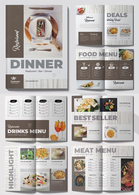 Food Menu Template InDesign INDD Menu Booklet, Menu Sans Gluten, Elegant Food, Food Menu Template, Menu Book, Menu Board, Portfolio Web Design, Drink Menu, Menu Items