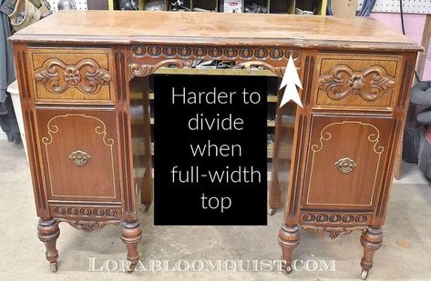 What can you do with a vintage vanity? This DIY tutorial will show you how to split an antique vanity into two pretty side tables. Vintage furniture is made so much more beautiful than modern furniture. It’s constructed with real wood and can feature amazing details. But sometimes its function has passed and it needs to be repurposed. Today I’m sharing one of my favorite furniture repurposing projects and tips so you could make some for yourself. Enjoy How to Repurpose a Vintage Vani… Antique Dresser To Vanity, Vanity Turned Into Nightstands, Vanity Made From Dresser, How To Convert A Dresser Into A Vanity, Refurbished Vanity, Vinage Bed Dresser And Vanity Dresser, Vintage Dresser With Mirror Antique Vanity, Tin Siding, Antique End Tables