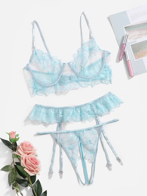 Cheap Blue Party Intimates, Cute Blue Playwear Sets, Light Blue Langere, Light Blue Lingerie, Cheap Blue Lace Intimates, Blue Lingerie, Lingerie Photos, Costumes Couture, Lingerie Outfits