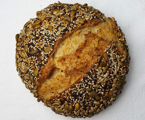 Seeded Whole Wheat Bread Rustic Whole Wheat Bread Recipe, Seeded Bread, Seeded Bread Recipes, Skillet Bread, Whole Wheat Sourdough, Wheat Bread Recipe, Dutch Oven Bread, Electric Skillet, Artisan Bread Recipes