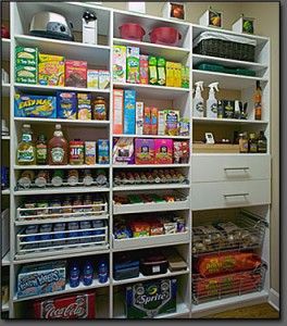 A Well-Organized pantry. Tips and suggestions for how to organize your pantry from The Well-Organized Woman: http://bit.ly/GSNoOd Cellar Basement, Pantry Inspiration, Dream Pantry, Organized Pantry, Custom Pantry, Pantry Closet, Canned Goods, Storage Systems, Organization Inspiration