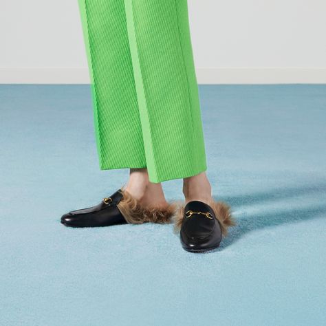 Gucci 2015 Re-Edition women's Princetown Princetown Gucci, Gucci 2015, Shoes Gucci, Loafers Style, Wool Trousers, Loafer Mules, Shoe Show, Gucci Mules, Gucci Black