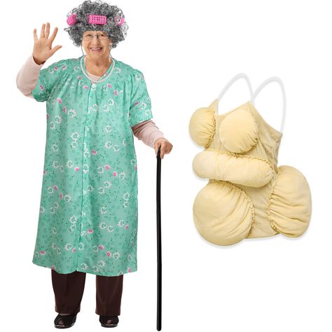 PRICES MAY VARY. Old Lady Dress up Costume Set: you will get 1 piece of women front closure housedress printed with flowers, 1 piece of adult fat suit, 1 piece of granny wig with 4 pieces of hair rollers, 1 grandma wig cap, 1 pair of granny glasses, 1 eyeglass chain, 1 granny faux pearl beads necklace and 1 adjustable crutch, 8 pieces of items in total, enough to play the role of an old lady at a party, suitable for cosplay, saving your time and energy in matching Cute Housedress: this old lady Old Lady Costume For Women, Old Lady Halloween Costume, Grandma Wig, Granny Wig, Granny Costume, Old Lady Dress, Old Man Costume, Grandma Costume, Granny Glasses