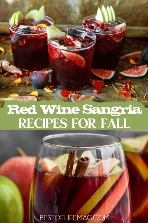 Fall red wine sangria recipes are perfect to cozy up with on chilly days and share with friends and family during holidays and gatherings. Wine Drinks | Wine Recipes | Happy Hour Recipes | Fall Recipes | Wine Party Recipes | Sangria Fruit | Fruit for Sangria Recipes | Wine for Sangria | Red Wine for Sangria | Red Wine Recipes | White Wine Recipes Red Wine Recipes, Happy Hour Recipes, Sangria Red Wine, Spicy Sangria, Sangria Fruit, Cherry Sangria, Thanksgiving Sangria, Red Wine Drinks, Fall Sangria Recipes