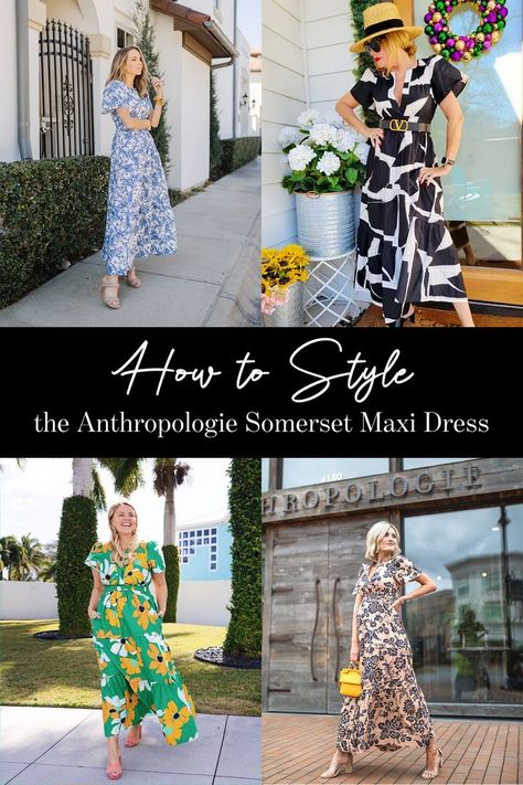 How to Style the Anthropologie Somerset Maxi Dress Anthro Somerset Dress, Anthropologie Summerset Dress, Anthropologie Somerset Maxi, The Somerset Maxi Dress, Anthropologie Somerset Maxi Dress, Anthropologie Somerset Dress, Anthropologie Dress Summer, Anthropologie Outfits, Somerset Dress