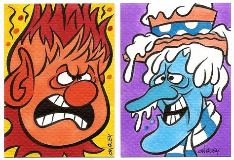 HEAT MISER SNOW MISER SKETCH CARDS Miser Brothers Nails, Heat Miser And Snow Miser Nails, Snow And Heat Miser, Rankin Bass Christmas, Heat Miser Snow Miser, Heat Miser And Snow Miser, Miser Brothers, Year Without A Santa Claus, Xmas Clipart