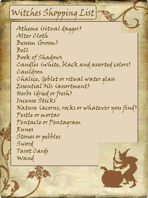 Witches shopping list Goddess Of Motherhood, Shadow Candle, Wicca For Beginners, Witch Board, Witch Tools, The High Priestess, Green Witchcraft, Wiccan Magic, Witch Spirituality