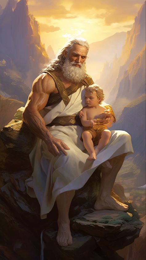 MP: Zeus was the youngest son of the Titans Cronus and Rhea. He was born in a cave on Mount Ida, Crete. Cronus had a habit of devouring his own children, so Rhea hid Zeus in a cave and tricked Cronus by giving him a stone wrapped in blankets instead of the infant Zeus. Zeus was then sent to live with a foster mother named Amalthea, illustration in a comics-style, inspired by the works of frank miller --v 5.1 --ar 9:16 Romeo Aesthetic, Dialogue Ideas, Zeus Children, Greek God Tattoo, Classical Paintings, Comics Style, Son Of Zeus, Space Ship Concept Art, God Tattoos