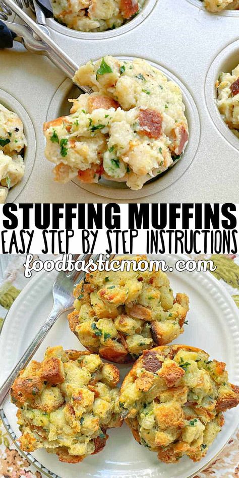 Turkey And Stuffing Muffins, Easy Homemade Stuffing, Stuffing Ideas, Stovetop Stuffing, Stuffing Muffins, Recipe Menu, Bread Stuffing, Tin Recipes, Crab Bisque