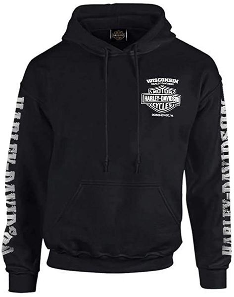 Harley Davidson Store, Harley Davidson Hoodie, Harley Davidson Clothing, Eagle Wings, New Harley Davidson, Shield Logo, Motor Harley Davidson Cycles, Harley Davidson Men, Drawstring Hoodie