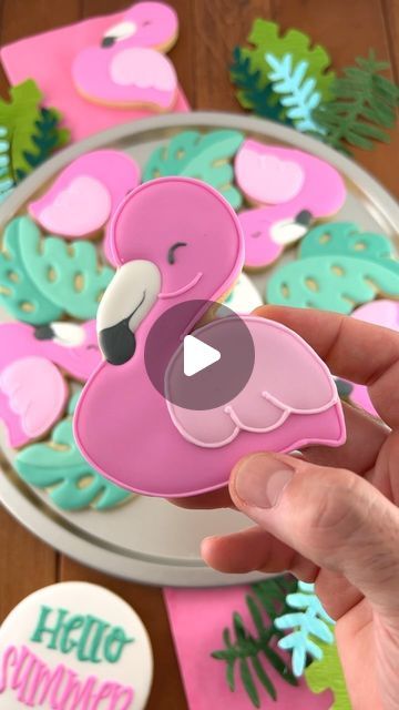 Mike | Semi Sweet Designs on Instagram: "🦩🌴Who’s ready for summer?🌴🦩 This flamingo cookie platter would be a hit at any summer event. The flamingos and monstera leaves would be the perfect complement to your next summer get-together. #cookiedecorating #cookiedecorator #flamingocookies #cookieplatter #royalicingcookies #summercookies" Flamingo Cookies Royal Icing, Flamingo Cookies, Semi Sweet Designs, Cookie Platter, Flamingo Theme, Summer Cookies, Monstera Leaves, Cut Out Cookies, Royal Icing Cookies