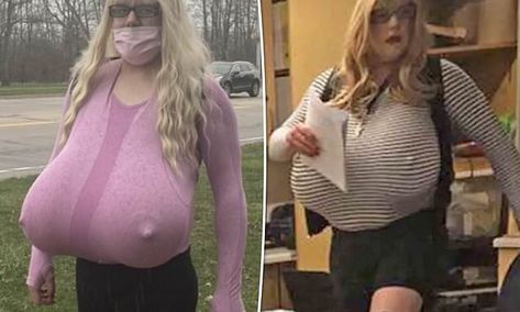 'It's the definition of insanity': Trans teacher is seen in new video walking with her giant Z-cup prosthetic breasts after parents fume that her hiring will make their kids virtual prisoners while she is teaching because of security measures | Daily Mail Online Canadian High School, Professional Dress Code, Trans Outfit, Foot Injury, Low Cut Top, Taking Photos, Professional Dresses, School Board, Other Outfits