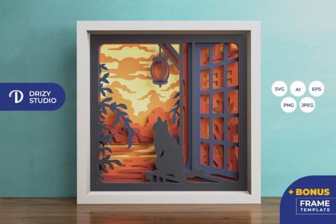 Box Windows, Shadow Box Template, 3d Svg Files, Art Knife, Shadow Box Svg, 3d Paper Art, 3d Shadow Box, 3d Svg, Dinosaur Background