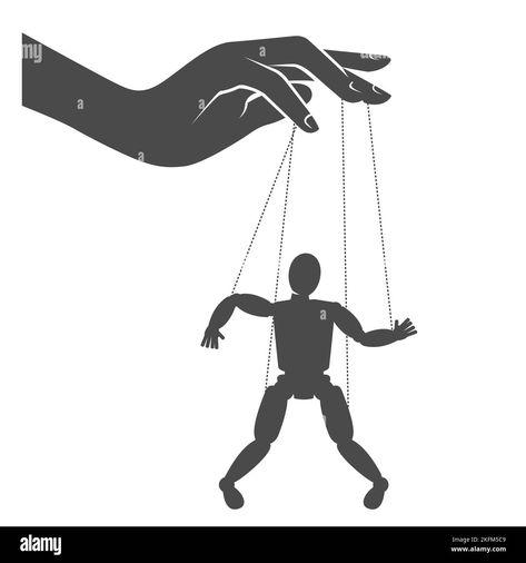 Download this stock vector: Puppet master hand manipulates a puppet hanging on strings, puppeteer, man being controlled by woman, henpecked, vector - 2KFM5C9 from Alamy's library of millions of high resolution stock photos, illustrations and vectors. Hands Controlling Puppet Drawing, Puppet On A String, Being Controlled, Snowboard Design, Puppet Master, Reference Drawing, Hand Reference, Stana Katic, Hand Puppets