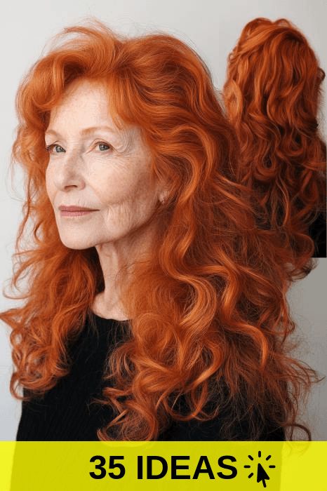 elegant hairstyles, women over 70, confidence Elegant Curls, Red Curls, Grey Curly Hair, Loose Ponytail, Messy Curls, Hollywood Hair, Bright Red Hair, Stunning Hairstyles, Hair Flow