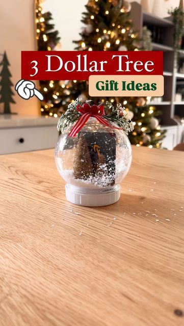 Dollar Tree Snow Globes, Dollar Tree Organization Ideas, Water Bottle Diy, Clear Binder, Tree Makeup, Dollar Tree Makeup, Dollar Tree Gifts, Tree Faux, Dollar Tree Organization